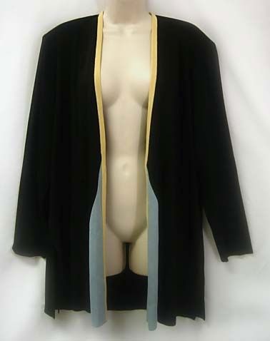 Exclusively MISOOK Cardigan Jacket 2X Open Front Black with Yellow