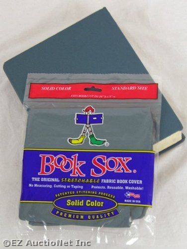 Steel Blue Stretch Fabric Book Sox Cover Standard Solid Gray NIP