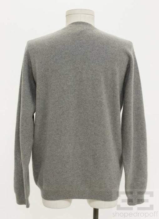  Mens Gray Cashmere V Neck Sweater Size Medium