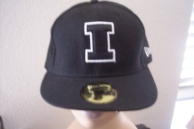 New Era Illinois Fighting Illini 59Fifty Black Wht Baseball Hat Cap 7
