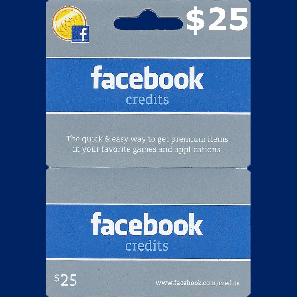  Facebook 25 Credits Prepaid Card Zynga CityVille FarmVille FREE SHIP