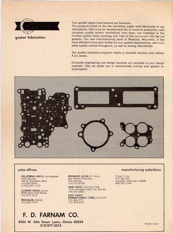 Farnam Asbestos Kaobestos Gaskets Packing Military