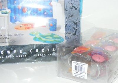  . Underwater Journey fabric Shower Curtain and matching Hooks set