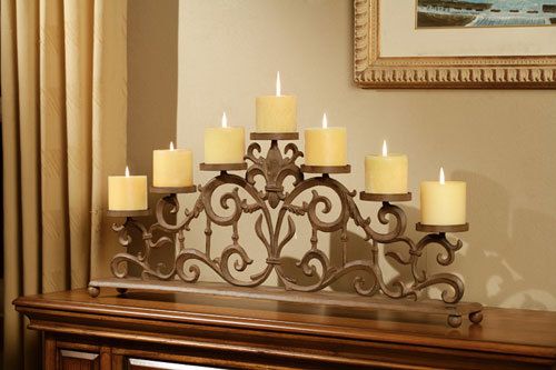 Fleur de Lis Candelabra Fireplace Insert Candle Holder