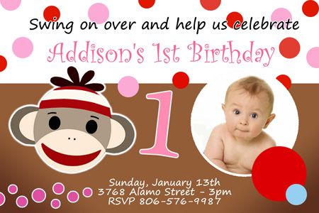  Birthday Party Invitation Photo 1st Custom C1 Card 9 Designs