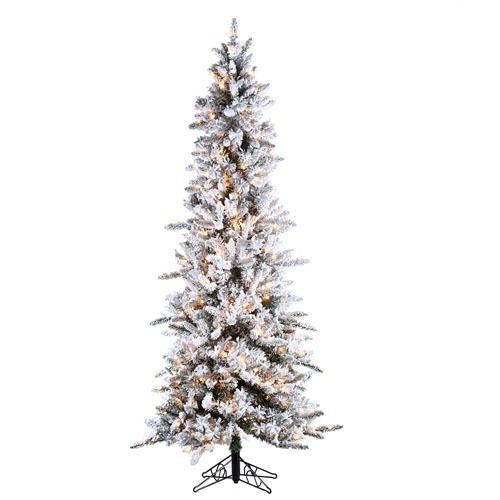  Inc Flocked Tree Narrow Pencil Pine Artificial Christmas Tree 5820 75C