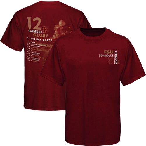 Florida State Seminoles (FSU) 2011 Football Schedule T Shirt   Garnet