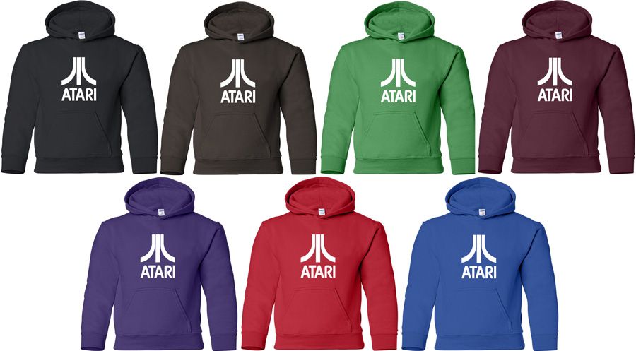 Atari Hooded Sweatshirt Retro Arcade Video Game Hoodie Cool 80s Hoody