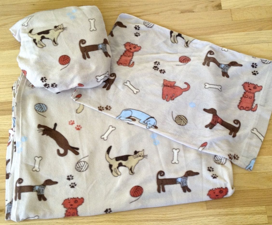 Twin Sheet Set Cat Dog Polyester Fleece Tan Brown Kitten Puppy Sheets
