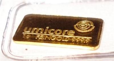 Gram Solid Gold Bar 24K 99 99 Investment Grade Umicore Gold Ingot