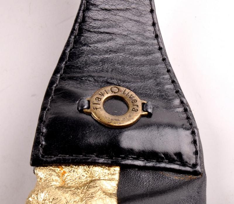 Flavio Olivera Flaviolivera Black Gold Leather Hobo Bag