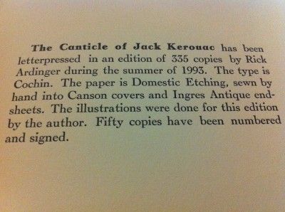 RARE The Canticle of Jack Kerouac by Lawrence Ferlinghetti