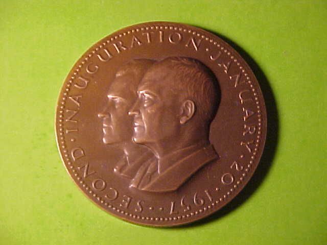 EISENHOWER NIXON SECOND INAUGURATION BRONZE MEDAL 1957 MACO IN BOX