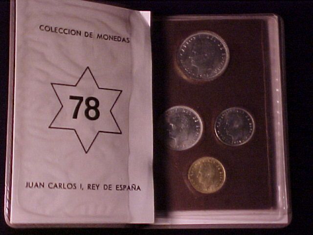 Spain 4 Coin Mint Set 1975 78 in Original Wallet w COA