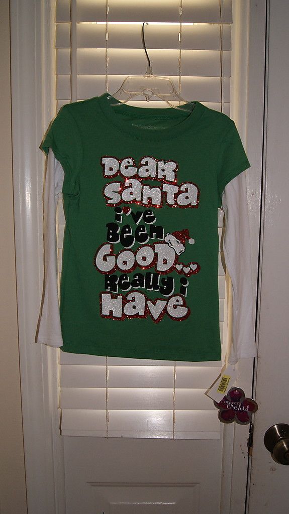 New NWT Forever Orchid Sparkly Glitter Christmas Tee Shirt Sz 6