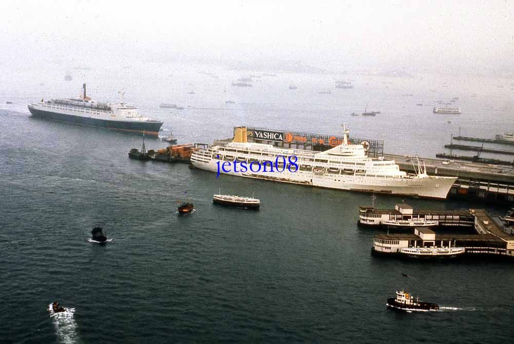 SLIDE   SS CANBERRA P&O Line & RMS QE2 Cunard Line Ocean Liners