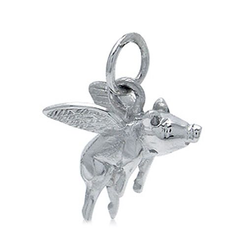 925 sterling silver flying pig charm pendant