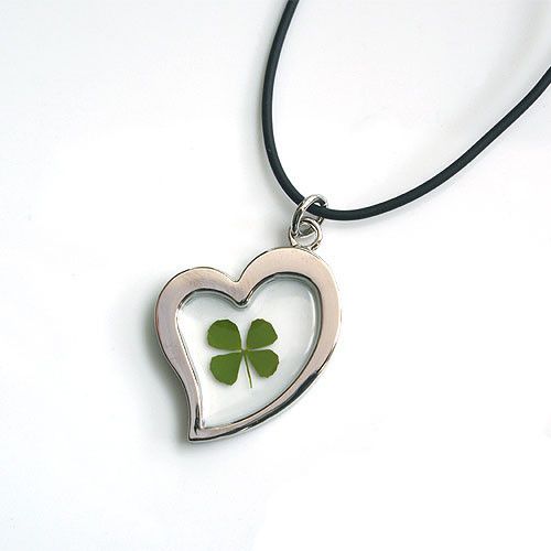 real four leaf clover irish lucky charm necklace