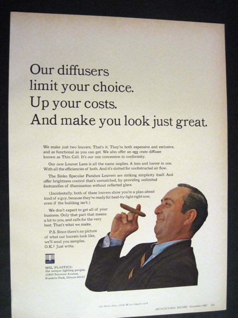  Smoker Image for MSL Plastics Franklin Park IL 1967 Print Ad