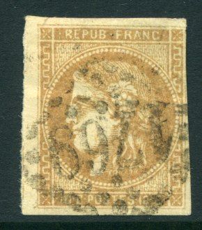 france 1870 ceres bordeaux imperf 10c used value