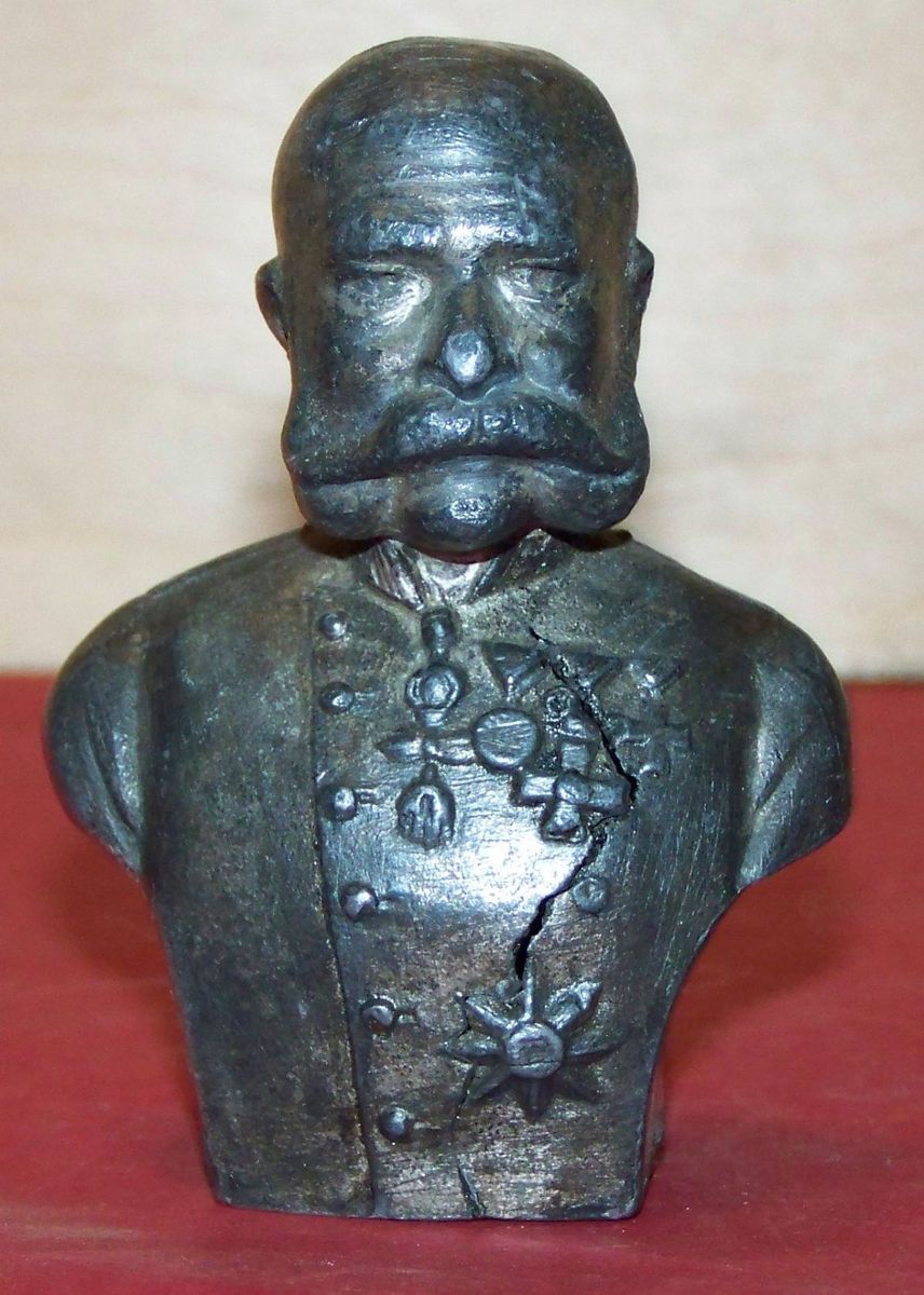 Franz Joseph Metal Bust Austro Hungary Antique Vintage