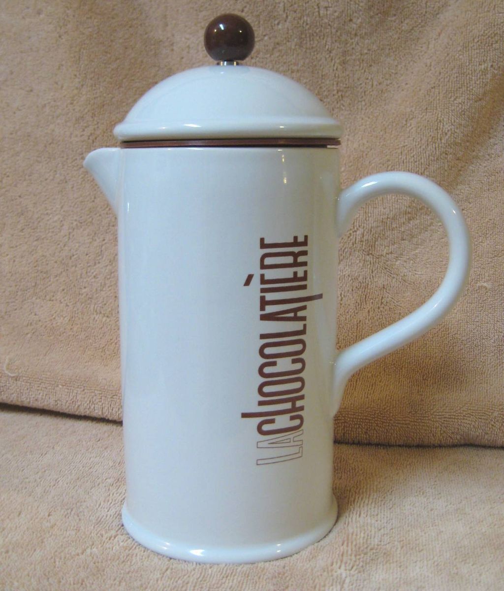  Barrel Stoneware Ceramic French Press Coffee Pot Maker La Chocolatiere