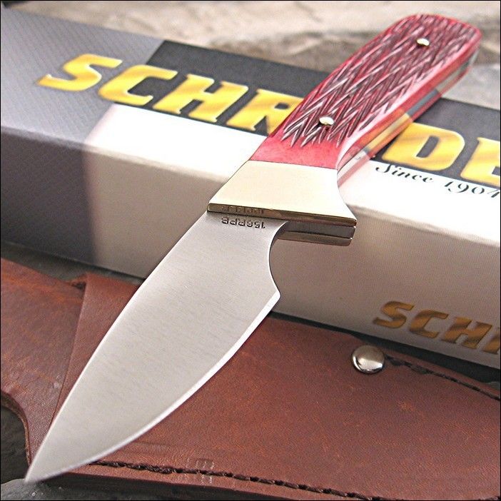   Finger Red Pick Bone Handles Full Tang Fixed Blade Knife New