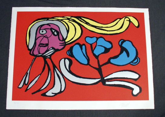 Karel Appel Original Signed Art Silkscreen Red Passion