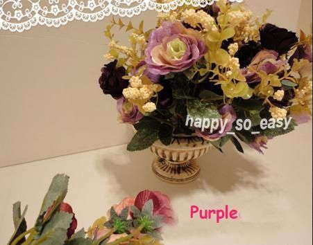 Purple Rose Artificial Silk 10 Flowers Rosebuds Home Wedding Party