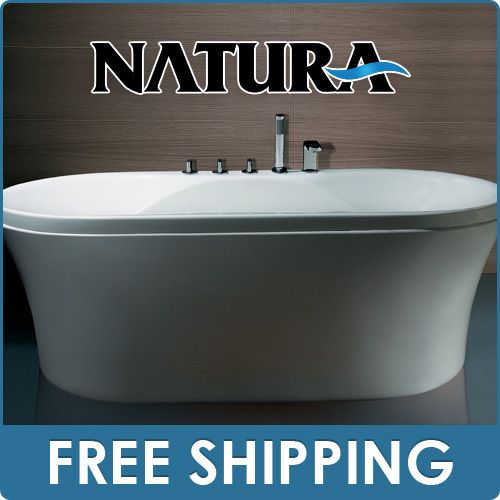 Free Standing Bathtub & Faucet Freestanding Pedestal Modern Soaker