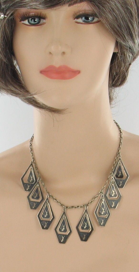 40 s siam niello gorgeous sterling bib necklace rare be