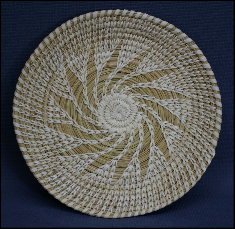 Tohono OOdham Open Stitch Basketry Tray Weaver Identified Lupe Frank