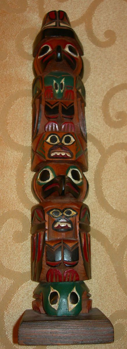 Nice Old Raven Totem Pole Northwest Signed Frank Williams