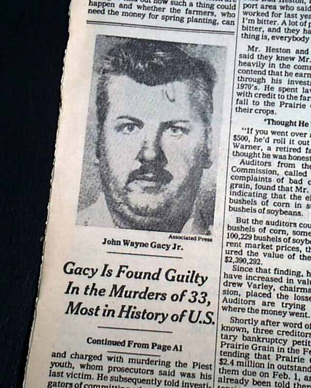 JOHN WAYNE GACY Serial Killer & Rapist Pogo the Clown GUILTY 1980 NYC