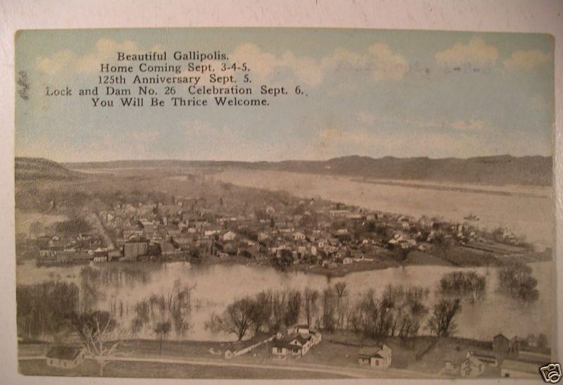 Aerial Photo Postcard Gallipolis Oh Homecoming C1950