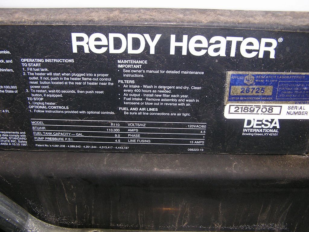 Reddy Heater Pro 110 110 000 BTU Kerosene Forced Air