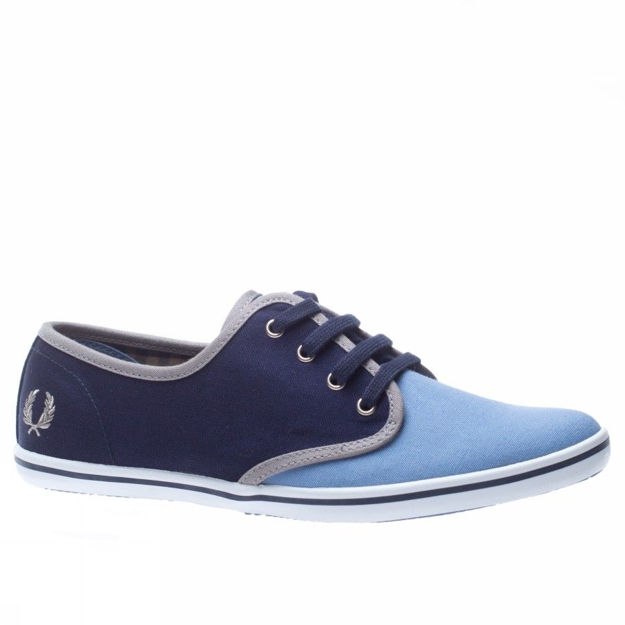 Fred Perry Koko Canvas Gingham Lini [5 Uk] Light Blue Blue Trainers