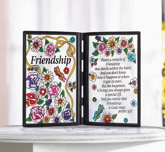 Friendship Poem Plastic Stained Glass Like Plaque