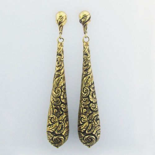  Estate Substantial 14k Gold Drop Earrings