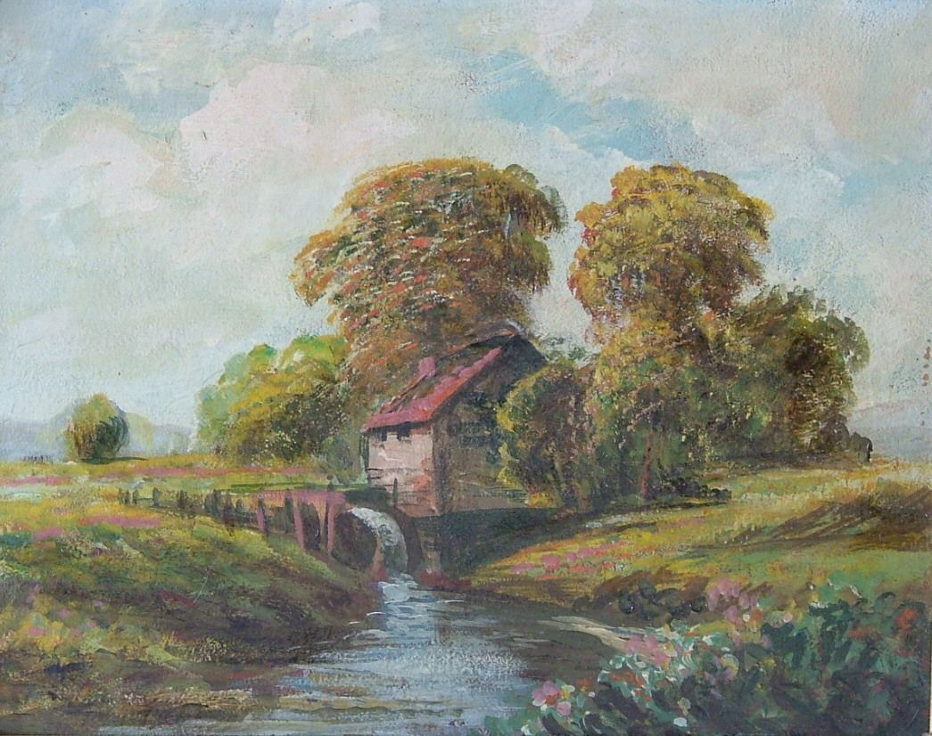 PAUL A BLOSER NEW HOPE IMPRESSIONIST SCHOOL WATER MILL LANDSCAPE