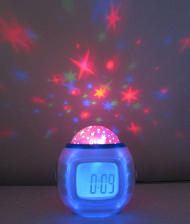 Starry Colour Projector Led Light Alarm Clock W/ Calendar For Children