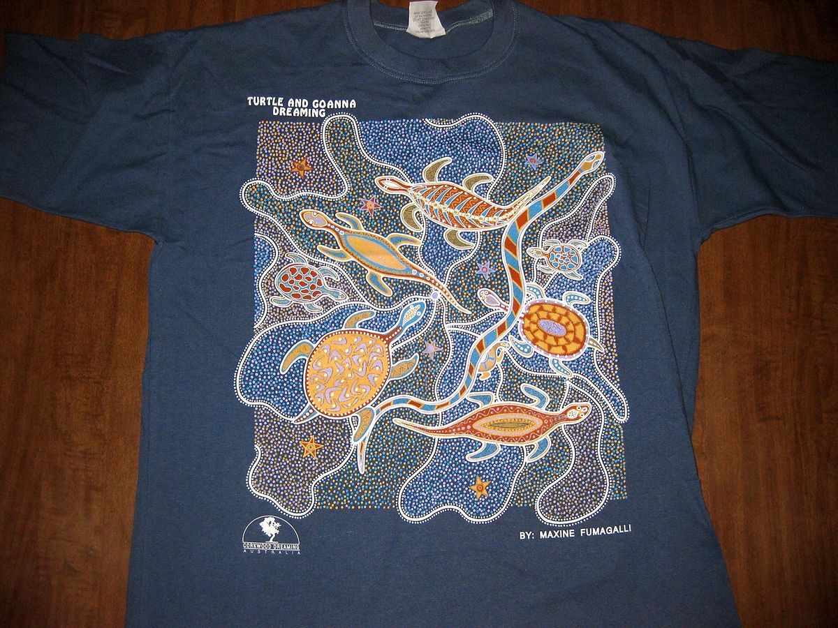 Maxine Fumagalli Australia Folklore 2XL T Shirt XXL Turtle Goanna