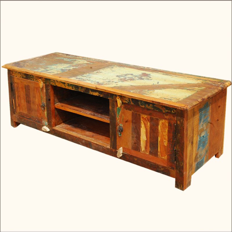  Media Stand Rustic Distressed Storage TV Entertainment Center