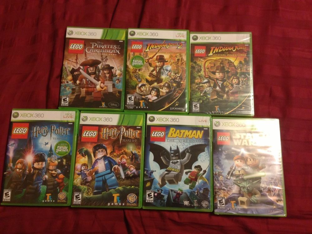 XBOX 360 LOT OF 7 GAMES LEGO GAMES Star Wars Batman Indiana Pirates