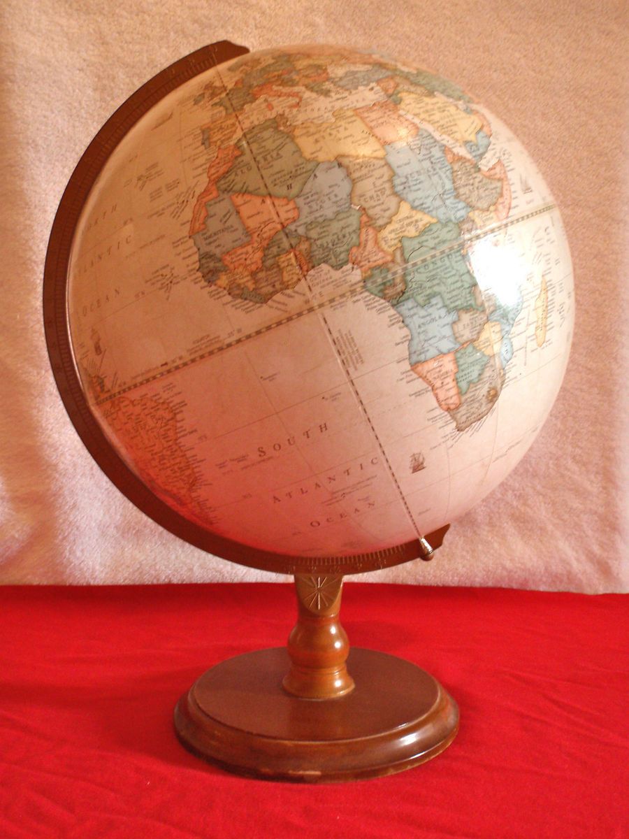 MODERN GEORGE F CRAM Companys CLASSIC Table World Globe On Wooden Wood