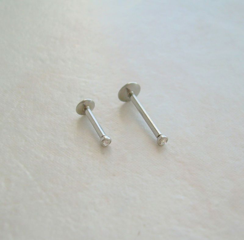 Internally Threaded CZ Gem Ball Labret 16g 3 8 316L