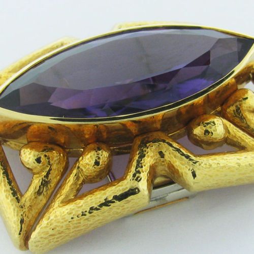 Estate Vintage David Webb 18K Gold Gemstone Brooch Pin