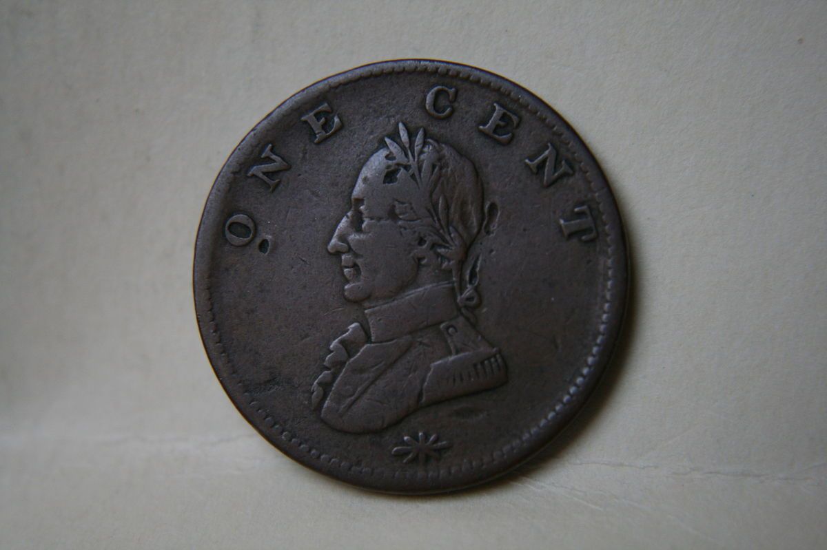 George Washington U.S. colonial large one cent Washington bust on both