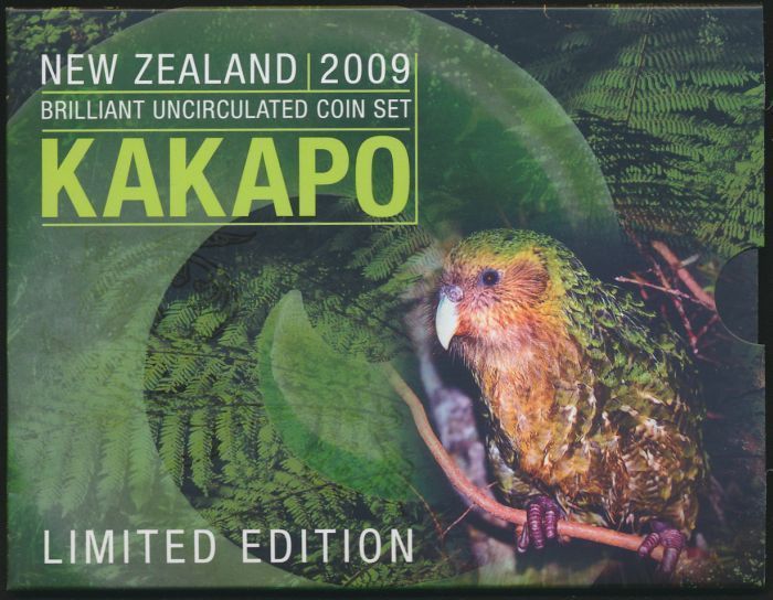 New Zealand 2009 UNC Set Kakapo Cat NZ$65 Mintage 2 000