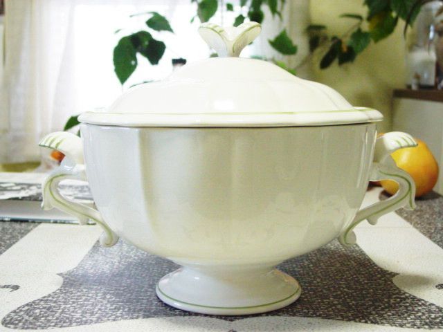 Gien France Faience Filets Vert Soup Tureen New